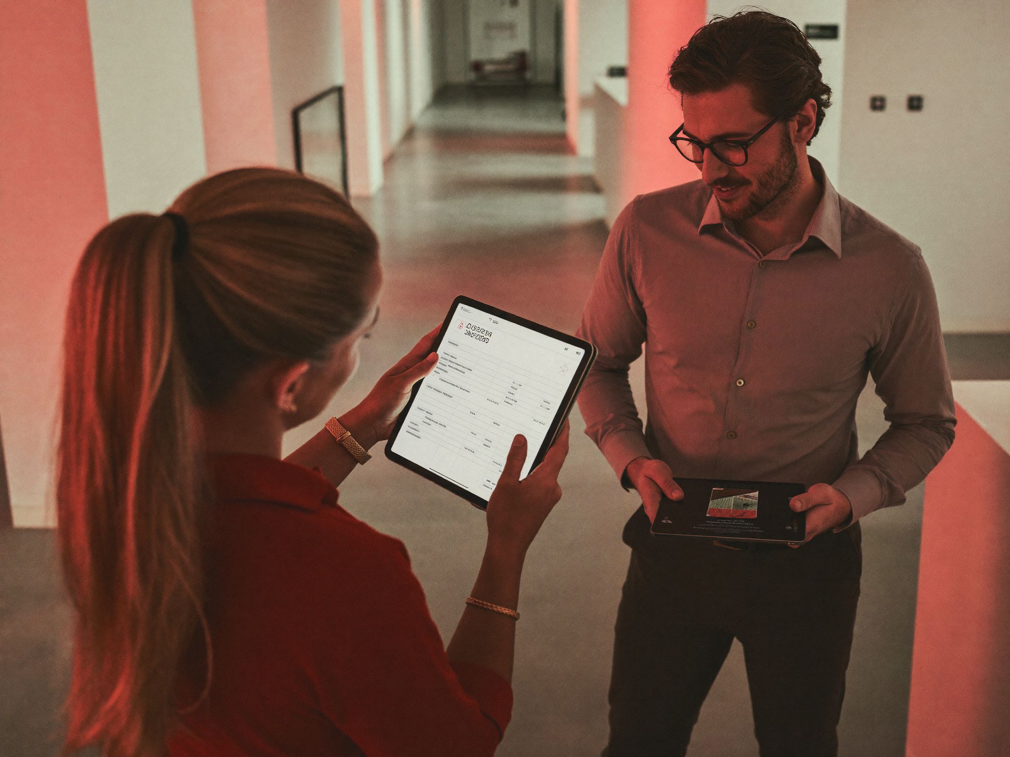 Colleagues reviewing a plan